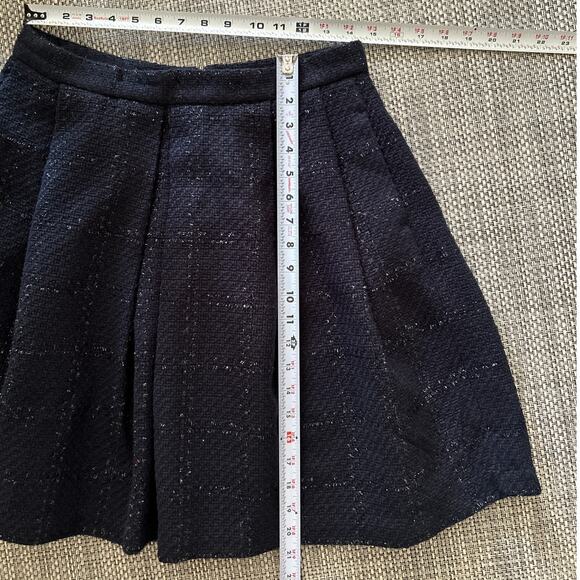 BANANA REPUBLIC Shimmer Tweed Pleated Mini Skirt Midnight Blue Preppy 8 - Picture 5 of 5